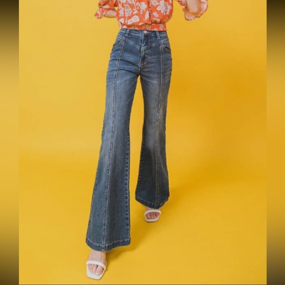 Jealous Tomato Flare Bell Bottom Style High Waist Jeans with V front